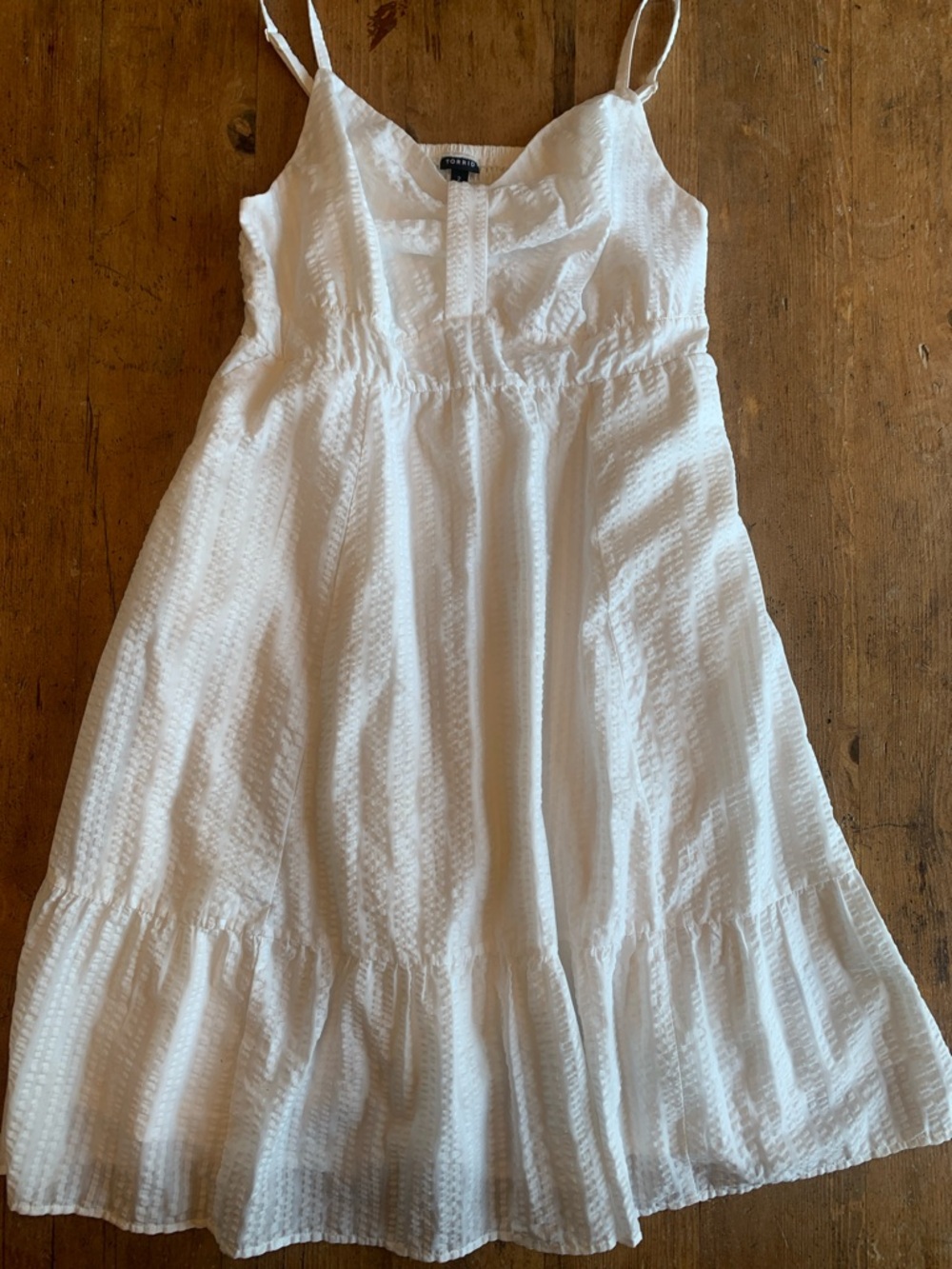 torrid White Tiered Spaghetti-Strap Dress